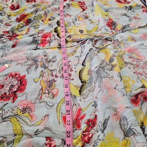 Z & L Floral Boho Tunic Caftan Top Dress Coverup S or Medium Lightweight Green - Picture 8 of 11